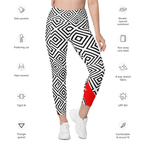 Red Stripe Leggings with pockets