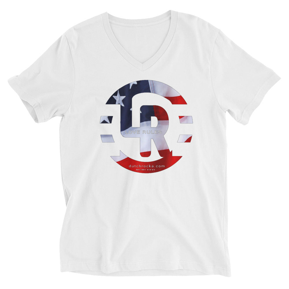 American flag Unisex Short Sleeve V-Neck T-Shirt